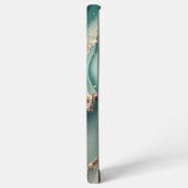 Green marble chic gold glitter monogram samsung galaxyケース (左側面)