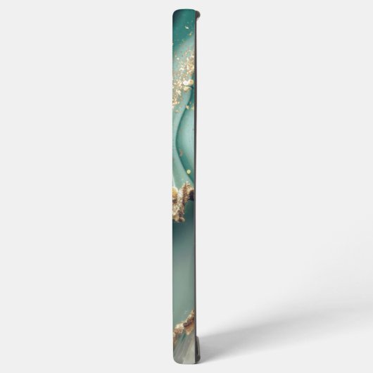 Green marble chic gold glitter monogram samsung galaxyケース (左側面)