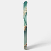 Green marble chic gold glitter monogram samsung galaxyケース (裏面横)