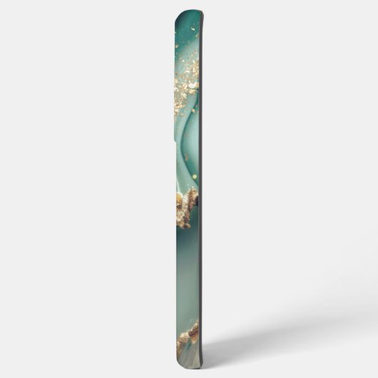 Green marble chic gold glitter monogram samsung galaxyケース (裏面横)