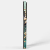 Green marble chic gold glitter monogram samsung galaxyケース (右側面)