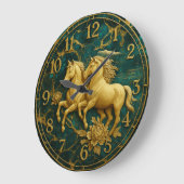  Green marble luxury Gold horse ラージ壁時計 (傾斜)