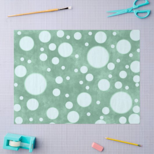 Green Marble White Polka Dots Pattern Decoupage 薄葉紙 (クラフト)