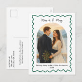 Green Married and Merry First Christmas Photo  シーズンポストカード (正面/裏面)
