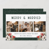 Green Married Newlywed Botanical Photo シーズンカード (正面/裏面)