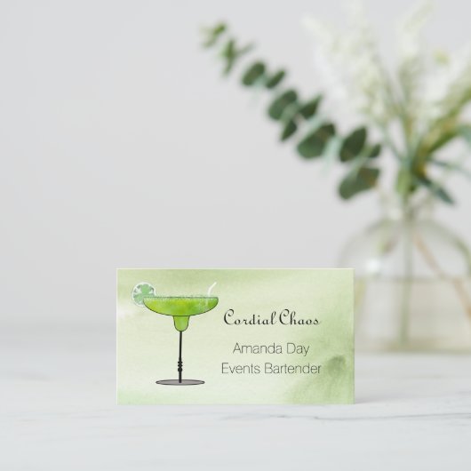 Green Martini Glass with Fruit Business Card 名刺 (スタンド正面)