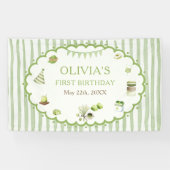 Green Matcha Stripes Birthday 横断幕 (横)