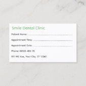 Green Medical Dental Appointment Card 予約カード (正面)