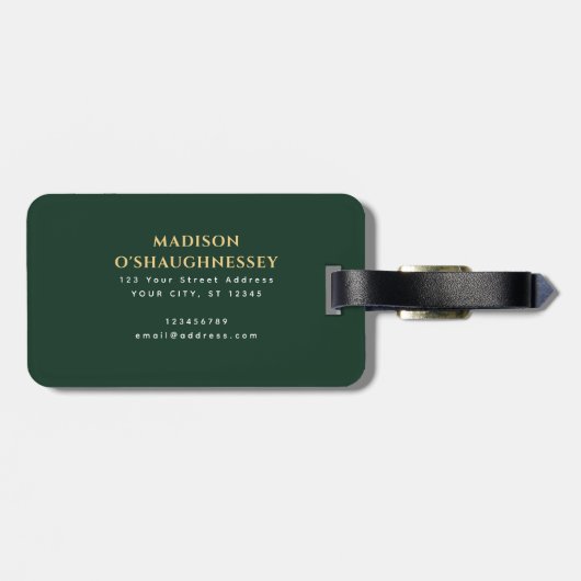 Green Medieval Fantasy Gold Sword Name ラゲッジタグ (裏面横)