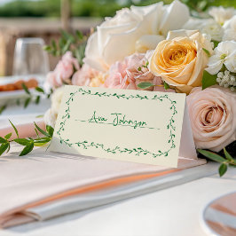 Green Mediterranean Handwritten Wedding プレイスカード