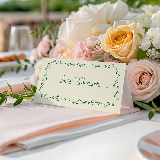 Green Mediterranean Handwritten Wedding プレイスカード