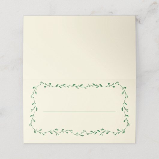Green Mediterranean Handwritten Wedding プレイスカード (外部開封)