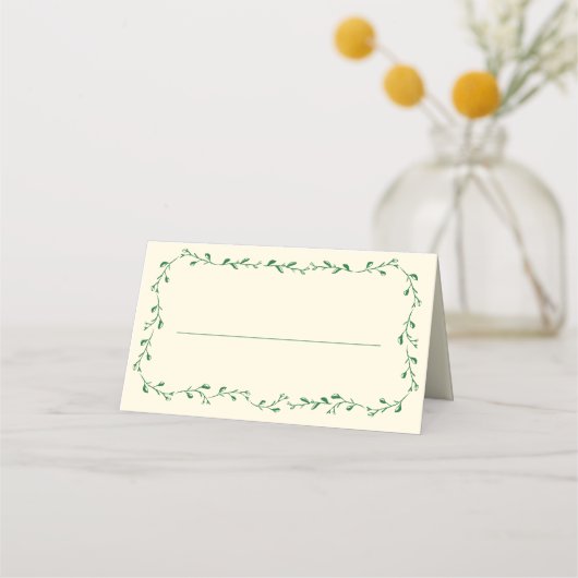 Green Mediterranean Handwritten Wedding プレイスカード (正面)