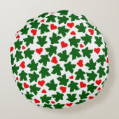 Green Meeple with Red Heart ラウンドクッション (裏面)