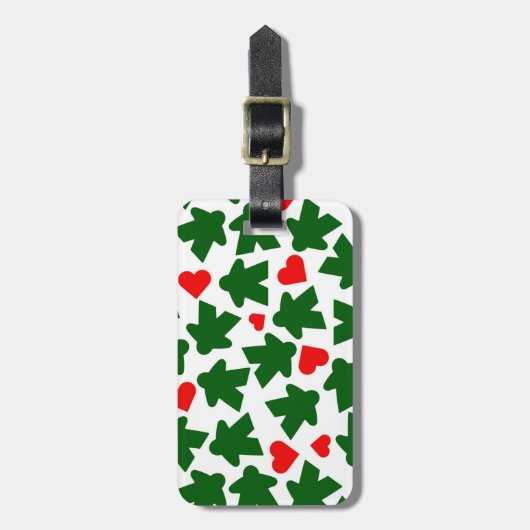 Green Meeple with Red Heart ラゲッジタグ (正面縦)