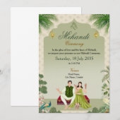 Green Mehndi Ceremony Invitation 招待状 (正面/裏面)