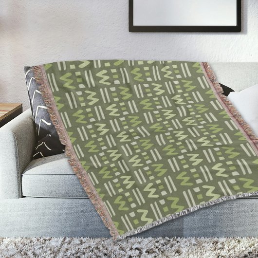 Green Memphis Pattern Throw Blanket スローブランケット