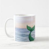 Green Mermaid Tail Ocean Sunset コーヒーマグカップ (左)