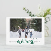 Green Merriest Place to Be Christmas Photo Card シーズンカード (スタンド正面)