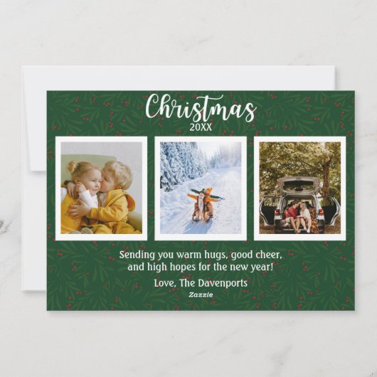 Green Merriest Place to Be Christmas Photo Card シーズンカード (裏面)