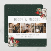 Green Merry and Married Botanical Christmas Card シーズンカード (正面/裏面)