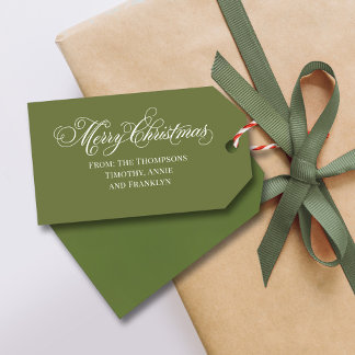Green Merry Christmas Calligraphy Script ギフトタグ