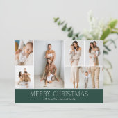 GREEN Merry Christmas chic 9 Collage Multi Photo シーズンカード (スタンド正面)