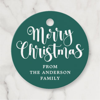 Green Merry Christmas name message gift hang tags フェイバータグ