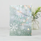 Green Merry Christmas Snowflakes シーズンカード (スタンド正面)