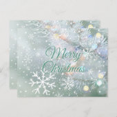 Green Merry Christmas Snowflakes ポストカード (正面/裏面)