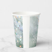 Green Merry Christmas Snowflakes 紙コップ (右)