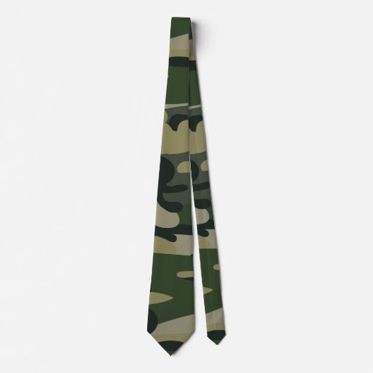 Green Military Camouflage Pattern ネクタイ (正面)