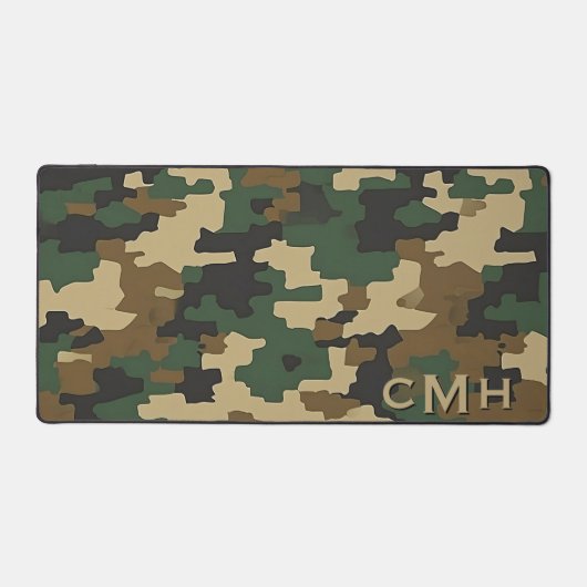 Green Military Digital Camouflage Monogram デスクマット (正面)