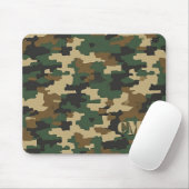 Green Military Retro Camouflage Stencil Monogram マウスパッド (マウス)