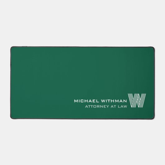 GREEN Minimal Monogram Initial CORPORATE BUSINESS デスクマット (正面)