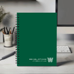 GREEN Minimal Monogram Initial CORPORATE BUSINESS プランナー手帳<br><div class="desc">Elevate your daily planning with this modern minimalist notebook, designed in a clean GREEN-and-white color palette that suits both professional and personal use. Your custom name appears in the lower right corner in a refined line-style font, paired with a striking monogram initial created in the distinctive Monoton typeface. With its...</div>