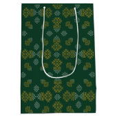 Green Minimal Tamil Kolam Pongal Design ミディアムペーパーバッグ (裏面)