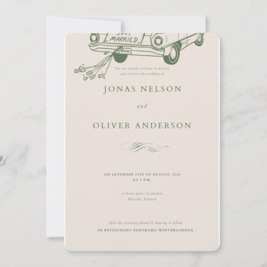 Green Minimal Wedding Invitation 2025 招待状 (正面)