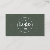 Green Minimalist Botanical Custom Logo QR Code 名刺 (正面)