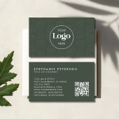 Green Minimalist Botanical Custom Logo QR Code 名刺