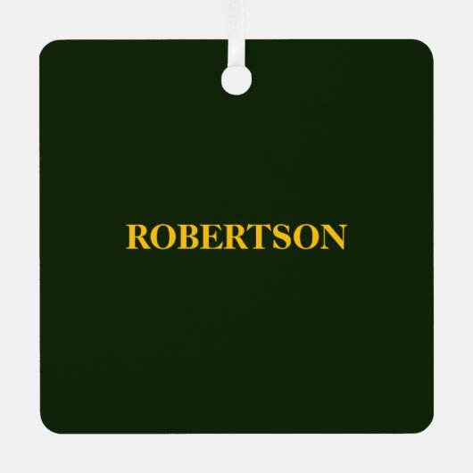 Green minimalist custom name  メタルオーナメント (正面)