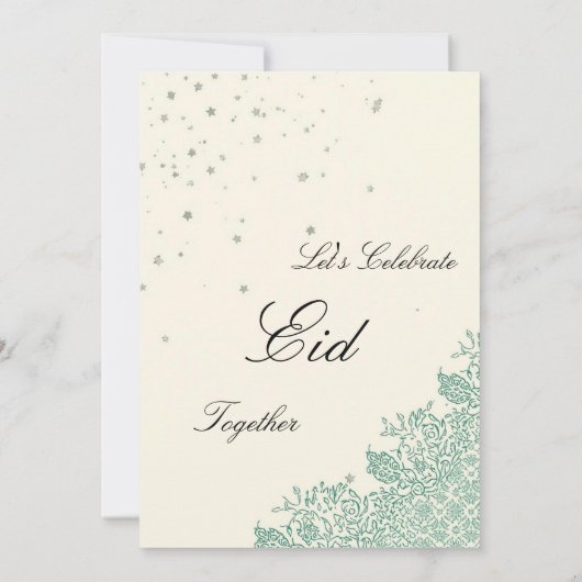 Green Minimalist elegant Eid Party Invitation 招待状 (裏面)