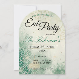 Green Minimalist elegant Eid Party Invitation Card 招待状