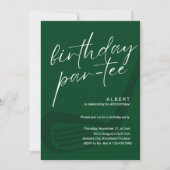 Green Minimalist Men Golf Birthday Par-Tee 招待状 (正面)