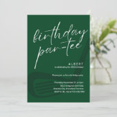 Green Minimalist Men Golf Birthday Par-Tee 招待状 (スタンド正面)