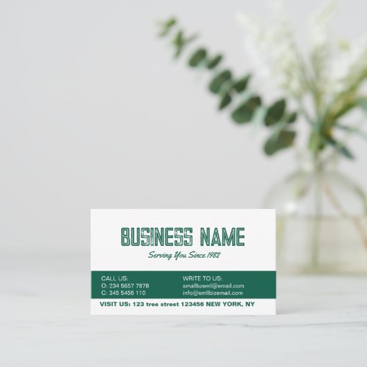 Green minimalist modern QR Code 名刺 (スタンド正面)