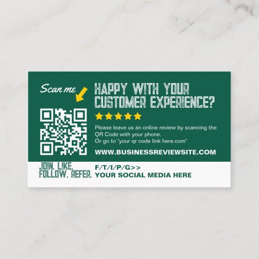 Green minimalist modern QR Code 名刺 (裏面)