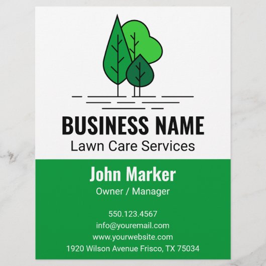 Green Minimalist Tree Landscaping Lawn Care チラシ (正面)