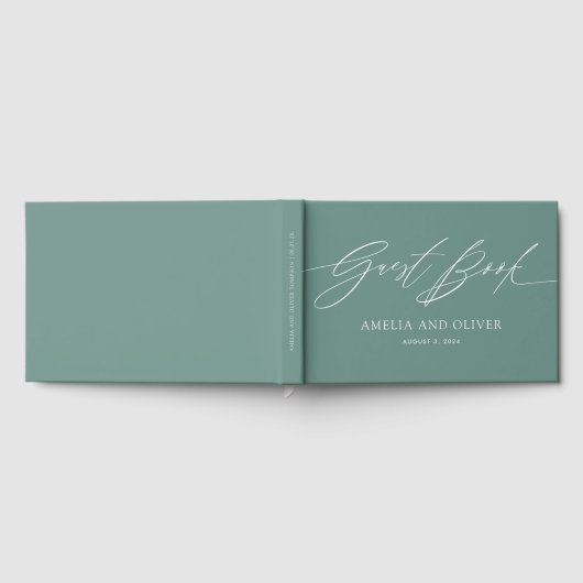 Green Minimalist Wedding Guest Book ゲストブック (全面)