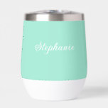 Green Mint Name Modern Elegant Monogram Boho<br><div class="desc">Elegant,  rustic,  simple,  monogram,  minimalist,  name,  green mint,  thermal wine tumbler. Beautiful,  trendy design.</div>